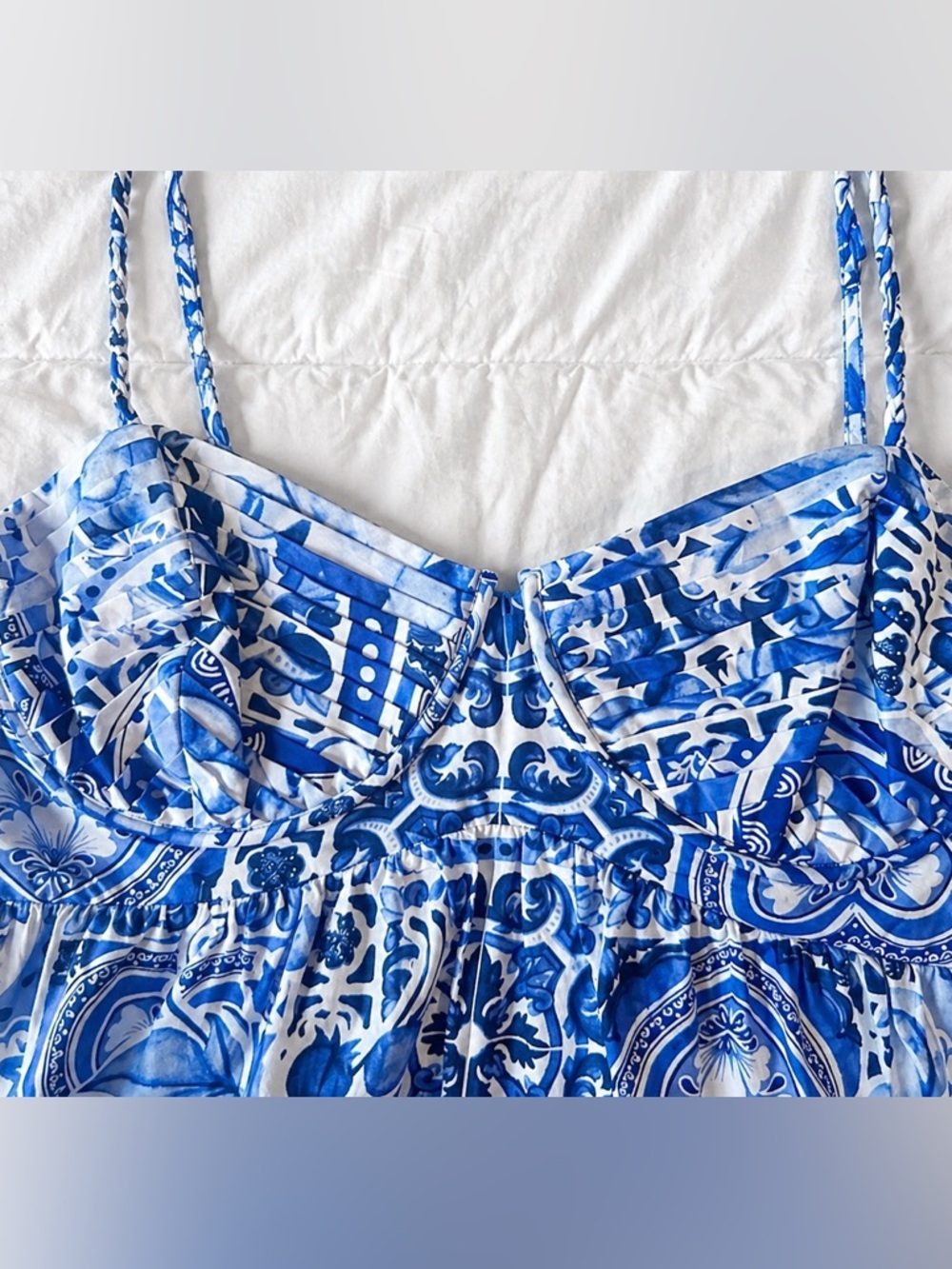 Caroline Constas Maxi Dress Blue Tile Tuckernuck 100% Cotton Medium - Picture 6 of 9